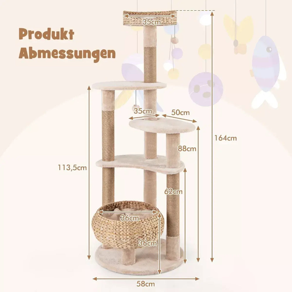 Kissapuu 6 tasoa 164 cm beige