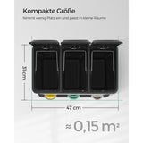 Kolmiosainen lajitteluroska-astia 24 l polkimilla, musta