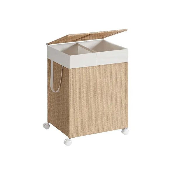 Pyykkikori Songmics, 100 l, 2 lokeroa, pyörillä
