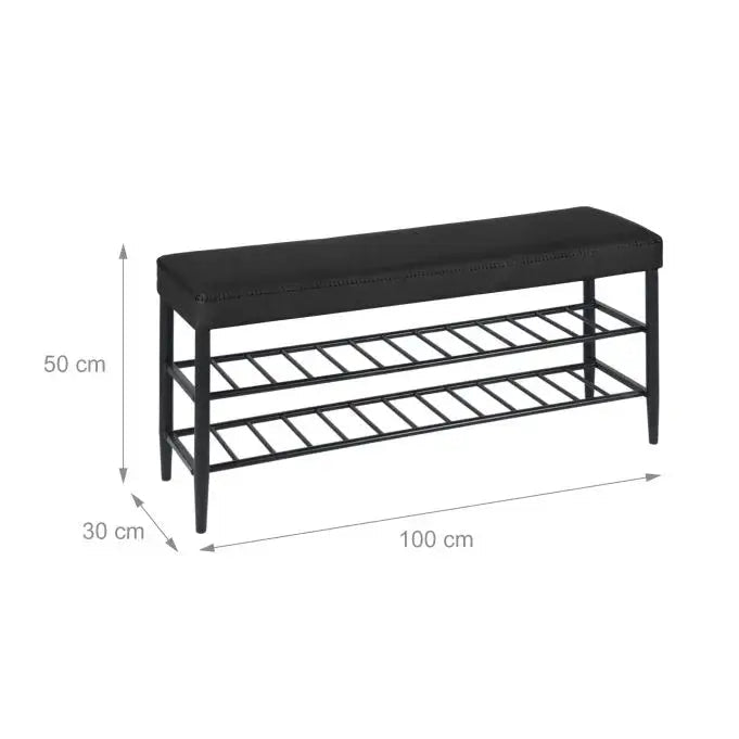 Eteispenkki Relaxdays, kenkätelineellä, 100 cm, musta