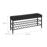 Eteispenkki Relaxdays, kenkätelineellä, 100 cm, musta