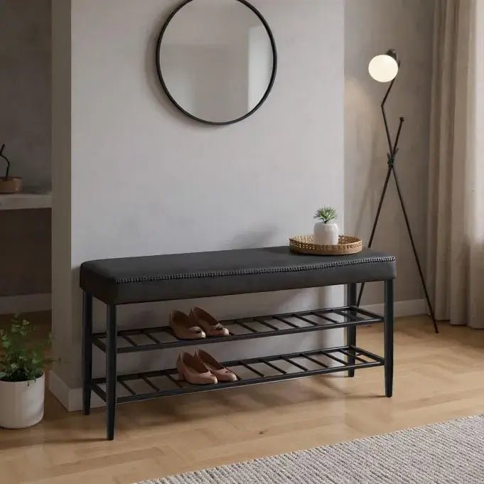 Eteispenkki Relaxdays, kenkätelineellä, 100 cm, musta