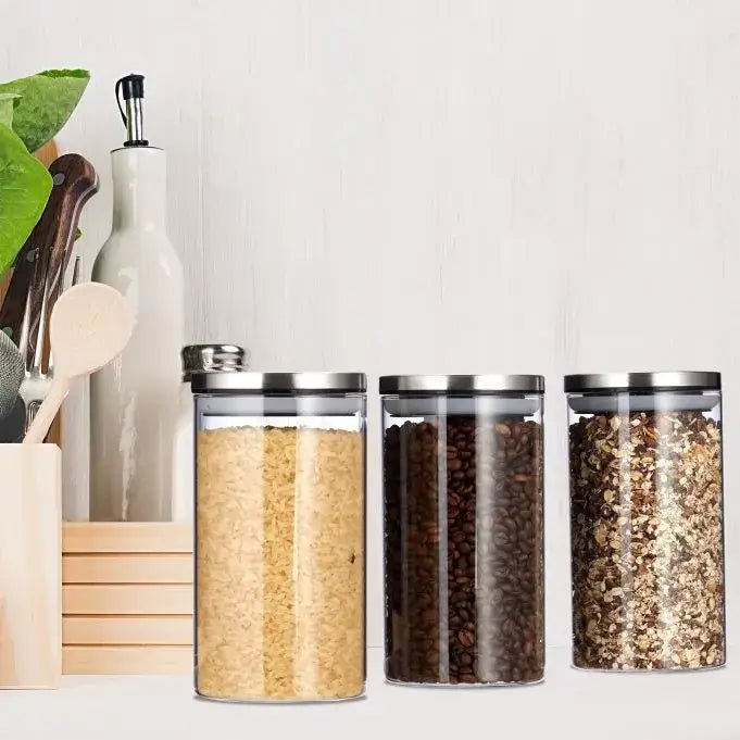 Ilmatiiviit lasiset säilytyspurkit 3 × 1 l