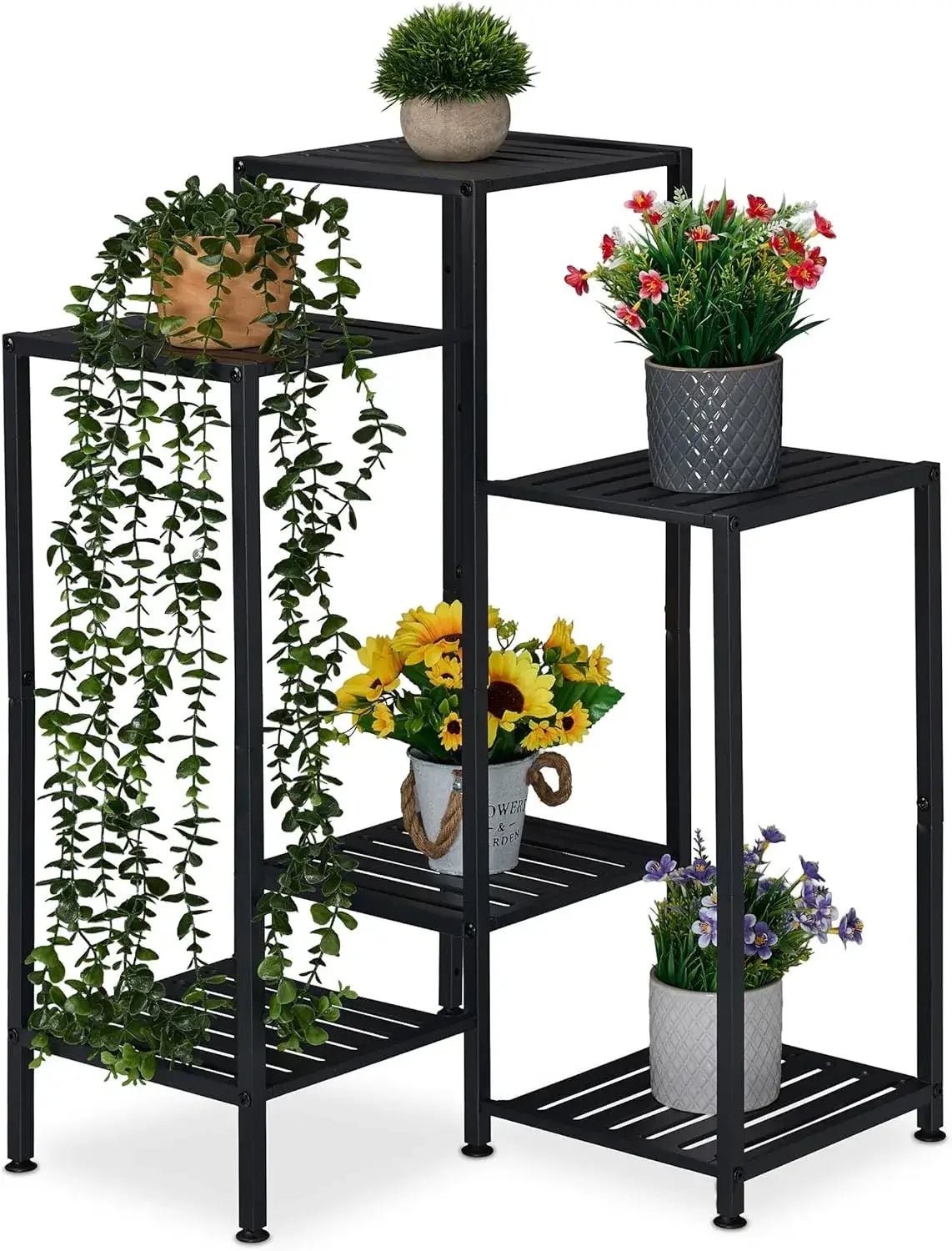 Kasviteline Relaxdays, 6 tasoa, 81 cm, musta
