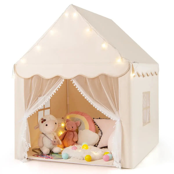 Lasten leikkiteltta Costway, 136 cm, tähtivalot, beige